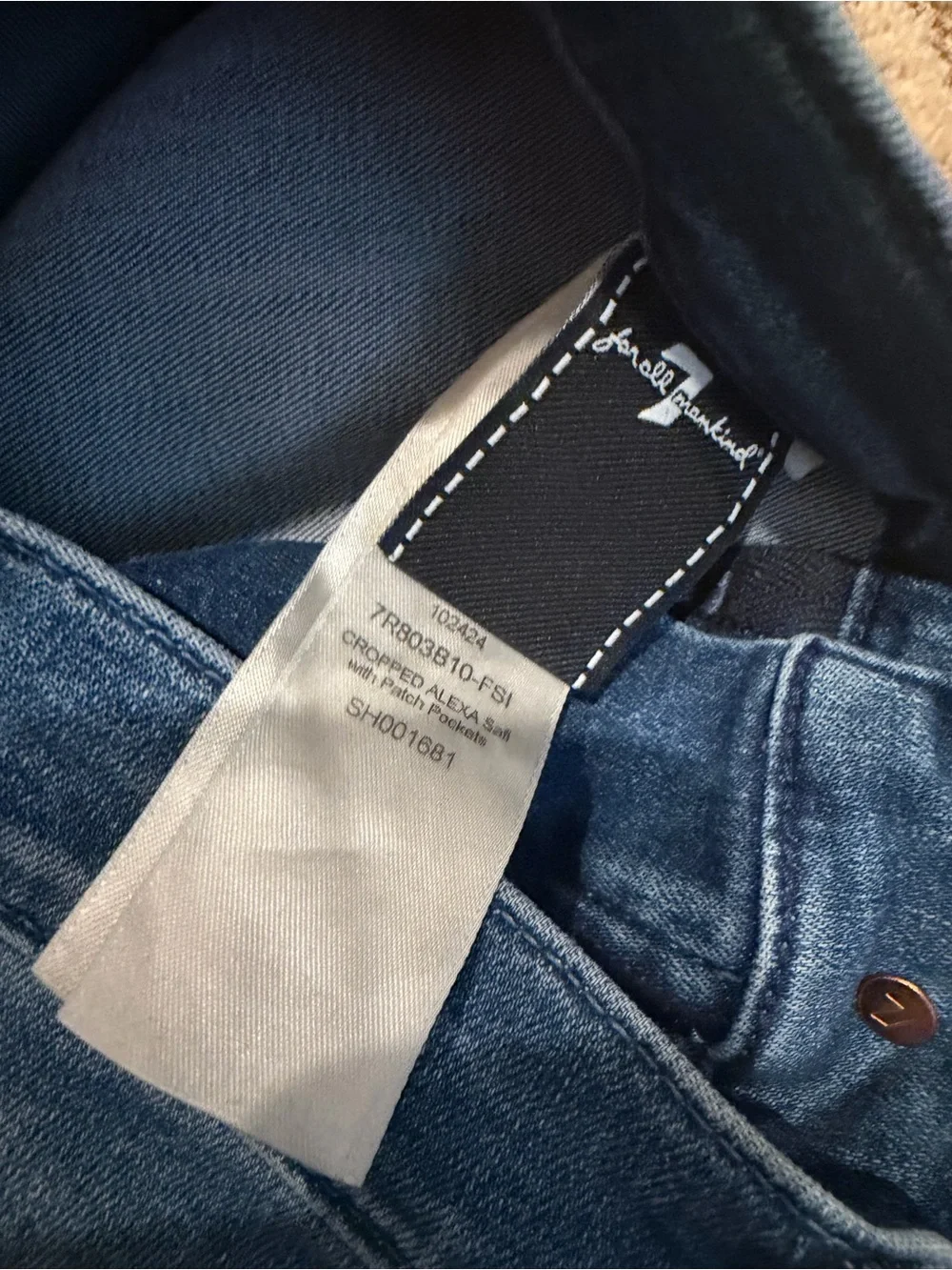 7 For All Mankind Alexa Cropped Jeans with Patch Pockets Size 24/25